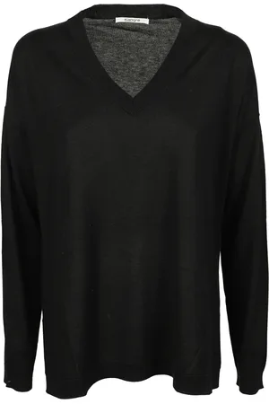 KANGRA CASHMERE Swetry, Kobieta, Czarny, XS, Kaszmir, Czarny sweter z jedwabiu i kaszmiru