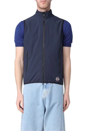 Colmar Kurtki, Mężczyzna, Niebieski, XL, Len, Nowoczesny High Neck Zip Vest