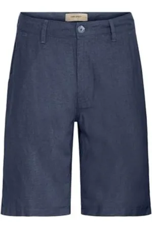 Blend Szorty, Mężczyzna, Niebieski, XL, Len, Modne Szorty Chino z Kieszeniami