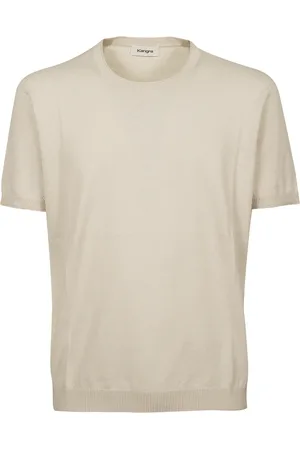 KANGRA CASHMERE Koszulki, Mężczyzna, Beżowy, M, Beżowy T-shirt z bawełny i lnu
