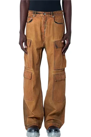 Rick Owens Spodnie, Mężczyzna, Pomarańczowy, W28, Denim, Denim Double Cargo Jumbo Bella Jeansy