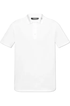 VERSACE Koszulki, Mężczyzna, Biały, L, Bawełna, Polo z logo