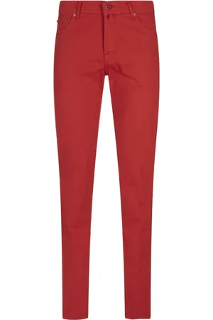 Kiton Jeansy, Mężczyzna, Czerwony, W33, Czerwone Jeansyy z Bawełny Elastanowej