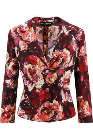 Dolce & Gabbana Kurtki, Kobieta, Wielobarwność, L, Marynarka z wzorem Peonie Flower