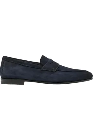santoni Buty, Mężczyzna, Niebieski, 42 EU, Zamsz, Niebieski Mokasyn Ze Skóry Zamszowej