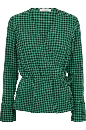 Co`Couture Bluzki, Kobieta, Zielony, L, Bluzka w kratę z wiązaniem Zielona