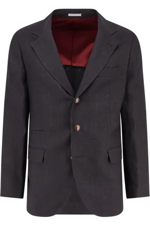 Brunello Cucinelli Kurtki, Mężczyzna, Czarny, 2XL, Czarna lniana marynarka z guzikami