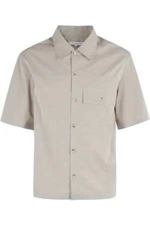 Maison Kitsuné Koszule, Mężczyzna, Beżowy, M, Truflowa Bawełniana Overshirt Krótki Rękaw