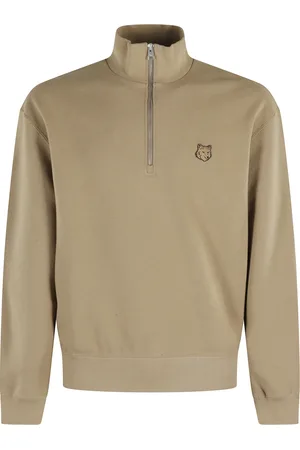 Maison Kitsuné Bluzy, Mężczyzna, Zielony, S, Bluza z Półzamkiem Kardamon Wysoki Kołnierz