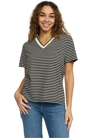 2-Biz Koszulki, Kobieta, Czarny, S, Sportowy Czarny Paskowany T-shirt Darifa. Sp 25