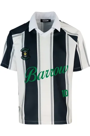 BARROW Koszulki, Mężczyzna, Wielobarwność, XS, Czarna Oversize T-shirt z Dekoltem w Literę V i Pionowymi Paskami
