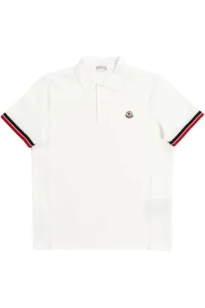 Moncler Koszulki, Mężczyzna, Biały, M, Polo z paskami z bawełny