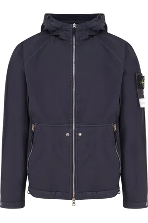 Stone Island Kurtki, Mężczyzna, Niebieski, 2XL, Niebieska Kurtka z Zamkiem i Kapturem