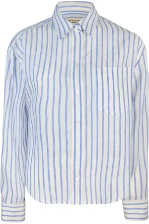 Max Mara Bluzki, Kobieta, Niebieski, S, Len, Niebieska Koszula lniana Wykluczone Hafty