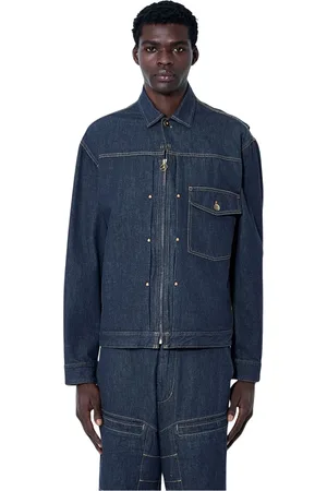 Moncler Kurtki, Mężczyzna, Niebieski, M, Denim, Kurtka dżinsowa z klasycznym kołnierzem