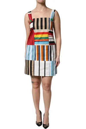 Dolce & Gabbana Sukienki, Kobieta, Wielobarwność, XS, Wielokolorowa Paski Mini Sukienka