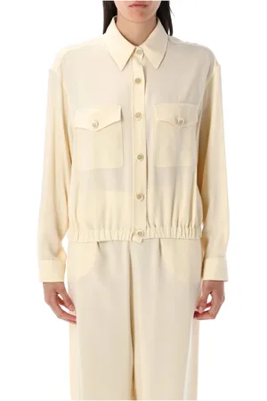 Fabiana Filippi Kurtki, Kobieta, Beżowy, S, Studded Collar Bomber Jacket Vanilla