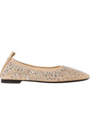 Tory Burch Buty, Kobieta, Beżowy, 40 EU, Beżowe Kryształowe Baletki z Siateczką