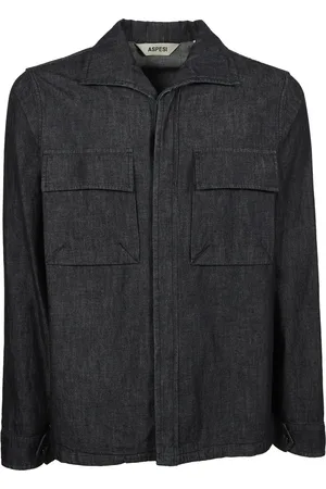 Aspesi Kurtki, Mężczyzna, Niebieski, L, Denim, Denim Cape Shirt Blouses
