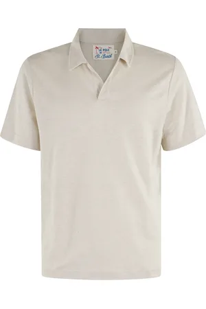MC2 SAINT BARTH Koszulki, Mężczyzna, Beżowy, S, Polo Jersey z Lnu z Haftowanym Logo