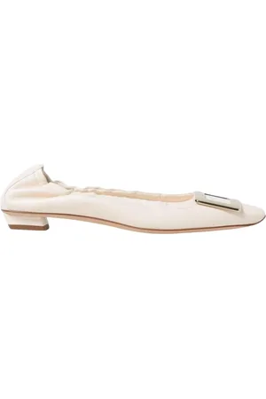 Roger Vivier Buty, Kobieta, Beżowy, 36 EU, Żółto-Kremowe Skórzane Baletki na Niskim Obcasie