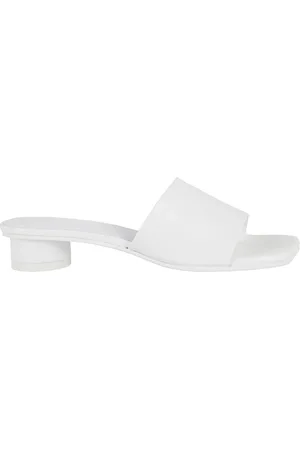 Maison Margiela Buty, Kobieta, Biały, 39 EU, Biała skórzana sandał z paskiem z logo