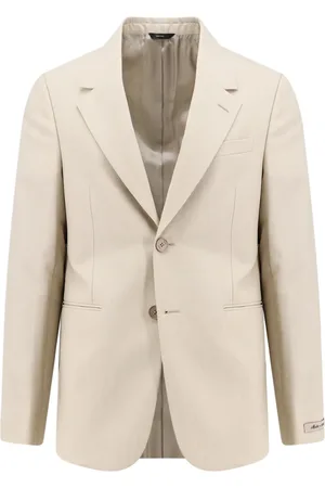 Fendi Kurtki, Mężczyzna, Beżowy, M, Wełna, Blazer Klasyczny z Klapami, Zapinany na Dwa Guziki