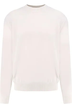 Moncler Swetry, Mężczyzna, Beżowy, M, Biała Sweter z Wąskimi Elementami