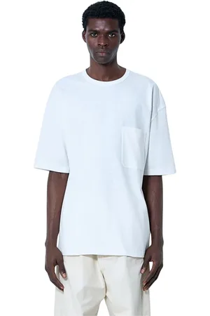 LEMAIRE Koszulki, Mężczyzna, Biały, M, Bawełniany T-shirt z Okrągłym Dekoltem i Kieszenią
