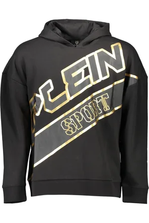 Philipp Plein Bluzy, Mężczyzna, Czarny, S, Bluza Czarna Długi Rękaw Nadruk Kontrast