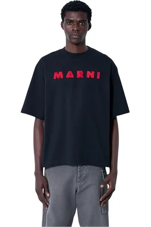 Marni Koszulki, Mężczyzna, Czarny, XL, Bawełniana Koszulka z Logo Motif