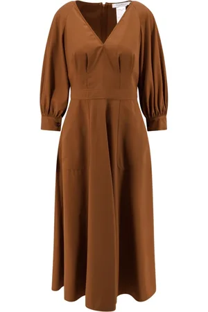 Max Mara Sukienki, Kobieta, brązowy, M, Brązowa Sukienka z bufiastym rękawem Włochy