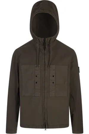 Stone Island Kurtki, Mężczyzna, Zielony, S, Bawełna, Zielony Bawełna Elastan Standardowy Męski