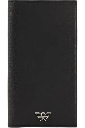 Emporio Armani Akcesoria, unisex, Czarny, ONE SIZE, Skóra, Pionowy portfel męski czarna skóra
