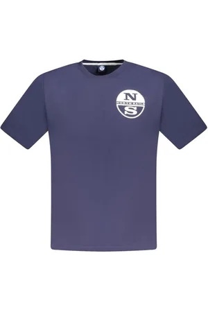 North Sails Koszulki, Mężczyzna, Niebieski, L, Bawełna, Niebieski Bawełniany T-shirt z okrągłym dekoltem