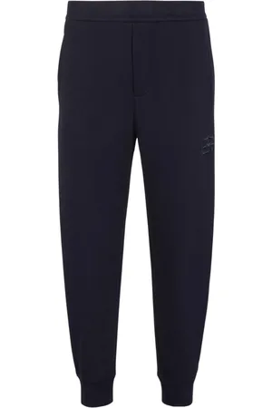 Emporio Armani Spodnie, Mężczyzna, Niebieski, 2XL, Ciemnoniebieskie spodnie w stylu sportowym z haftem logo