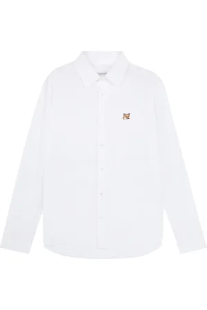 Maison Kitsuné Koszule, Mężczyzna, Biały, S, Klasyczna biała koszula z logo Fox Head