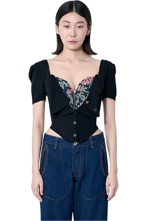 Vivienne Westwood Bluzki, Kobieta, Czarny, M, Top Gorsetowy z Dekoltem w Sercu