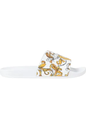 VERSACE Buty, Mężczyzna, Wielobarwność, 44 EU, Złote sandały z barokowym wzorem