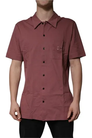 Dolce & Gabbana Koszule, Mężczyzna, Różowy, 2XL, Ciemnoróżowa Koszulka Polo z Logo