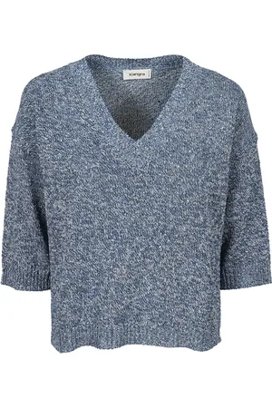 KANGRA CASHMERE Swetry, Kobieta, Niebieski, S, Denim, Denim Top z Wiskozy w Kolorze Jeansyu