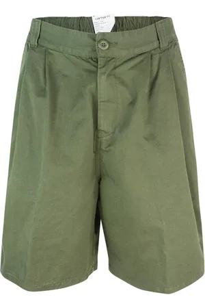 Carhartt Szorty, Mężczyzna, Zielony, L, Len, Zielone Szorty Twill Luźny Krój
