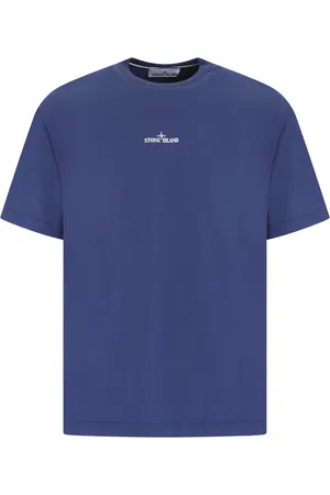 Stone Island Koszulki, Mężczyzna, Niebieski, 2XL, Koszulka z logo kompasu niebieska
