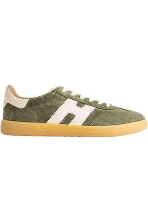Hogan Buty, Mężczyzna, Zielony, 44 EU, Zamsz, Khaki Cool Sneakers z Białymi Szczegółami