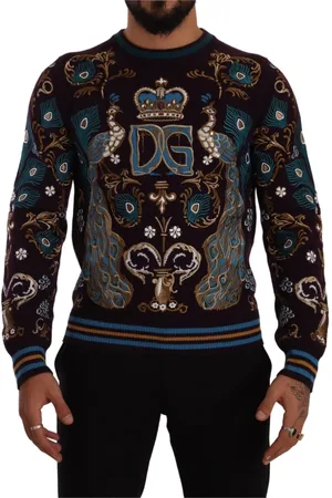 Dolce & Gabbana Bluzy, Mężczyzna, Wielobarwność, L, Kaszmir, Luksusowy Bordeaux Cashmere Crewneck Sweter