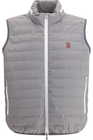Brunello Cucinelli Kurtki, Mężczyzna, Szary, 2XL, Pikowany Kamizelka Puchowa z Kieszeniami na Zamek