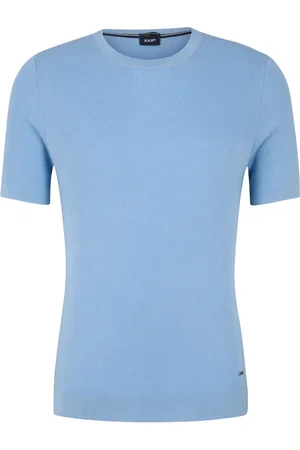 JOOP! Swetry, Mężczyzna, Niebieski, M, Jasnoniebieski T-shirt z Drobno Strukturalnym Wzorem
