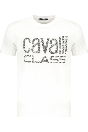 Roberto Cavalli Koszulki, Mężczyzna, Biały, M, T-shirt z wyraźnym nadrukiem