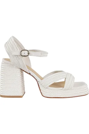 Castaner Buty, Kobieta, Biały, 38 EU, Skóra, Biały Metaliczny Włóczkowy Sandał