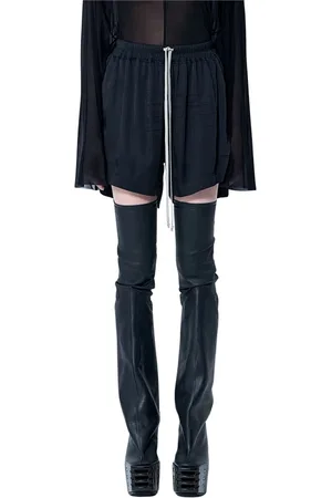 Rick Owens Szorty, Kobieta, Czarny, S, Lekkie Szorty z Troczkiem